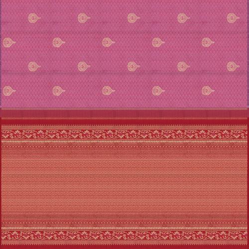 Handwoven Pink with Red Kanjivaram Silk Saree - 2396T011350DSC