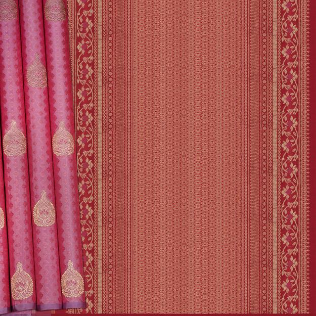 Handwoven Pink with Red Kanjivaram Silk Saree - 2396T011350DSC