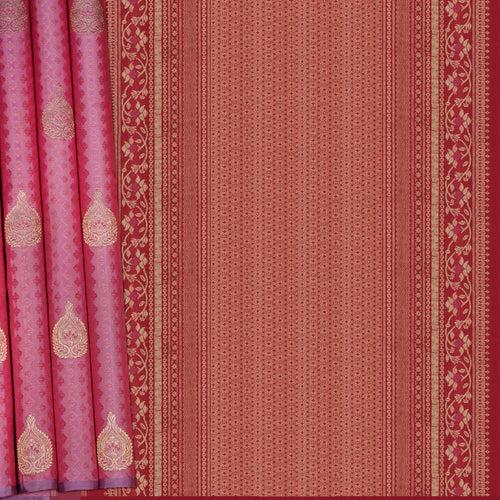 Handwoven Pink with Red Kanjivaram Silk Saree - 2396T011350DSC