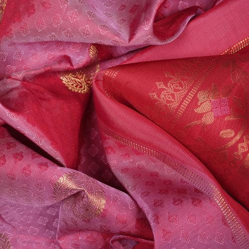 Handwoven Pink with Red Kanjivaram Silk Saree - 2396T011350DSC