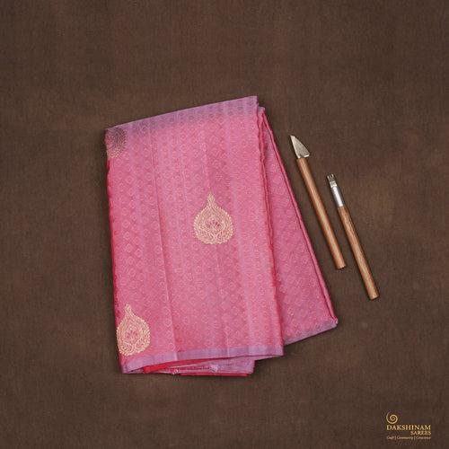 Handwoven Pink with Red Kanjivaram Silk Saree - 2396T011350DSC