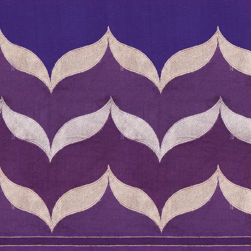 Handwoven Purple and Blue Banarasi Organza Silk Saree - 2395N028787DSC