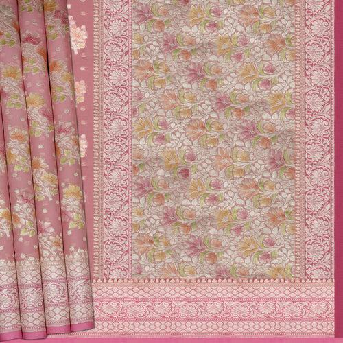 Handwoven Pink Banarasi Khaddi georgette Silk Saree - 2403N022435DSC