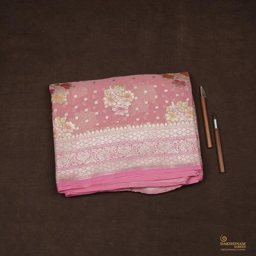 Handwoven Pink Banarasi Khaddi georgette Silk Saree - 2403N022435DSC