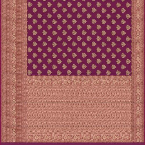 Handwoven Magenta Banarasi Khaddi georgette Silk Saree - 2399T002884DSC