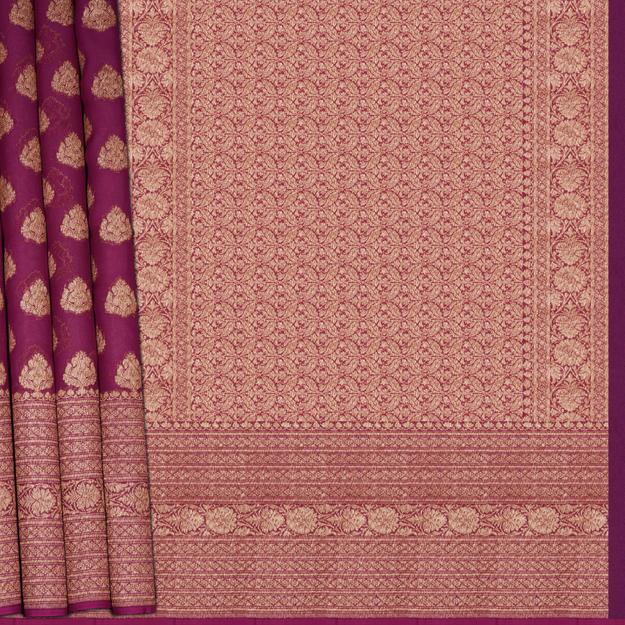 Handwoven Magenta Banarasi Khaddi georgette Silk Saree - 2399T002884DSC