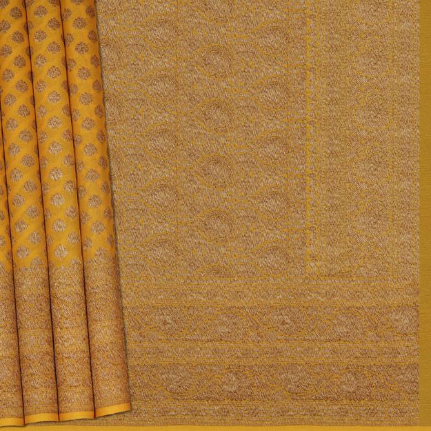 Handwoven Mustard Orange Banarasi Khaddi georgette Silk Saree - 2398N019190DSC