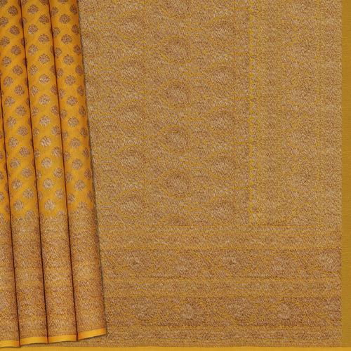 Handwoven Mustard Orange Banarasi Khaddi georgette Silk Saree - 2398N019190DSC