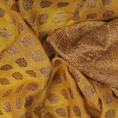 Handwoven Mustard Orange Banarasi Khaddi georgette Silk Saree - 2398N019190DSC