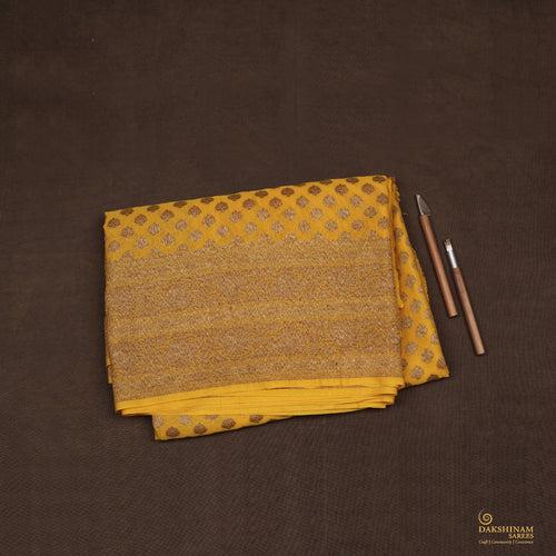 Handwoven Mustard Orange Banarasi Khaddi georgette Silk Saree - 2398N019190DSC