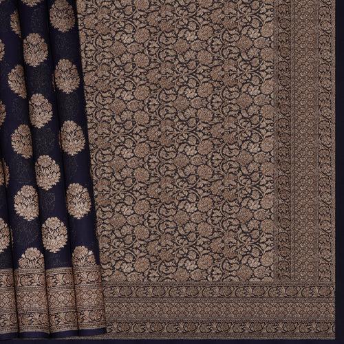 Handwoven Blue Banarasi Khaddi georgette Silk Saree - 2405T002885DSC