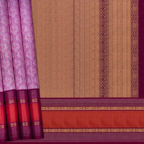 Handwoven Lavender with Maroon Kanjivaram Silk Saree - 2006T009061DSC