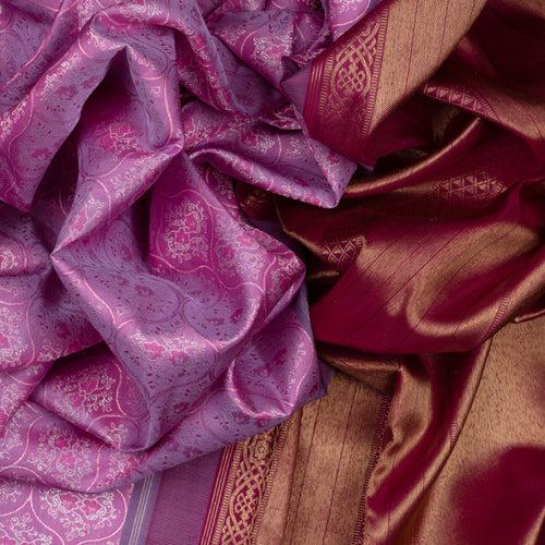 Handwoven Lavender with Maroon Kanjivaram Silk Saree - 2006T009061DSC