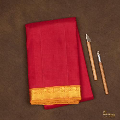 Handwoven Red with Orange Kanjivaram Silk Saree - 1990T010314DSC