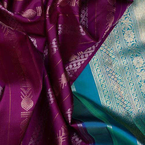 Handwoven Purple with Blue Kanjivaram Silk Saree - 2038T010372DSC