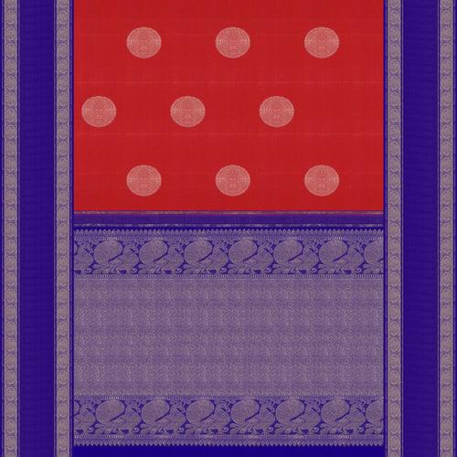 Handwoven Red with Violet Kanjivaram Silk Saree - 2061N003778DSC