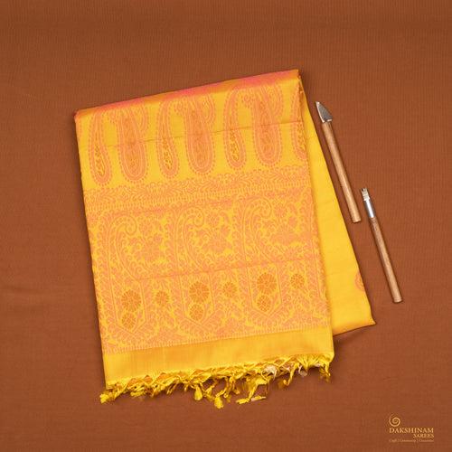 Handwoven Yellow Soft Silk Saree - 2079T010526DSC