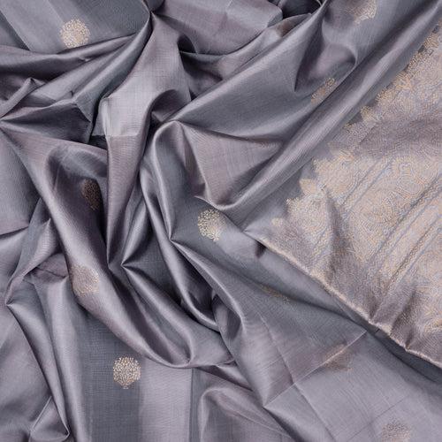 Handwoven Grey Soft Silk Saree - 2088T010523DSC