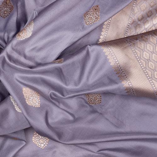 Handwoven Lavender Banarasi Silk Saree - 2110T006230DSC