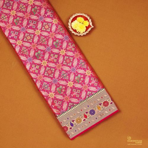 Handwoven Pink Banarasi Silk Saree - 2096T009507DSC