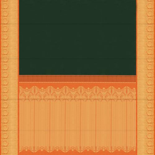 Handwoven Green with Orange Kanjivaram Silk Saree - 2137T00586DSC