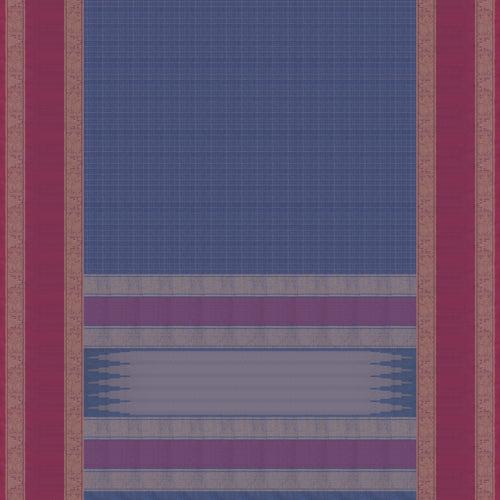 Handwoven Blue with Pink Kanchipuram Cotton Saree - 2198T010787DSC