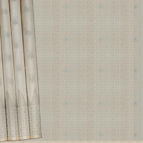 Handwoven Off-white Soft Silk Saree - 2382T011224DSC