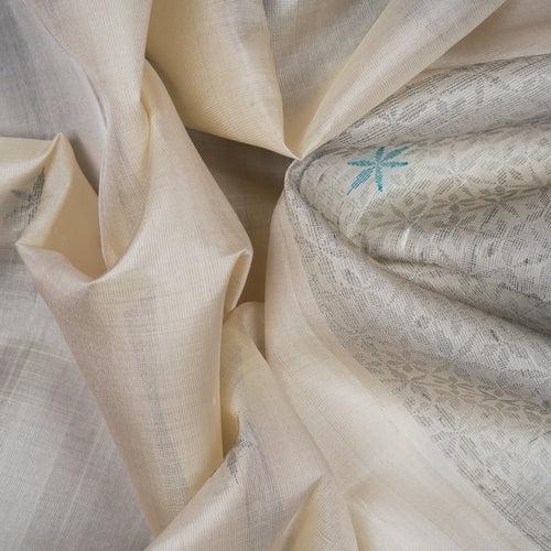 Handwoven Off-white Soft Silk Saree - 2382T011224DSC