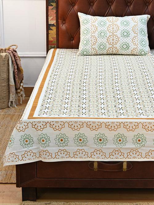 MUGHAL JHAROKHA COTTON BLOCK PRINTED DOUBLE BEDSHEET WITH PILLOW