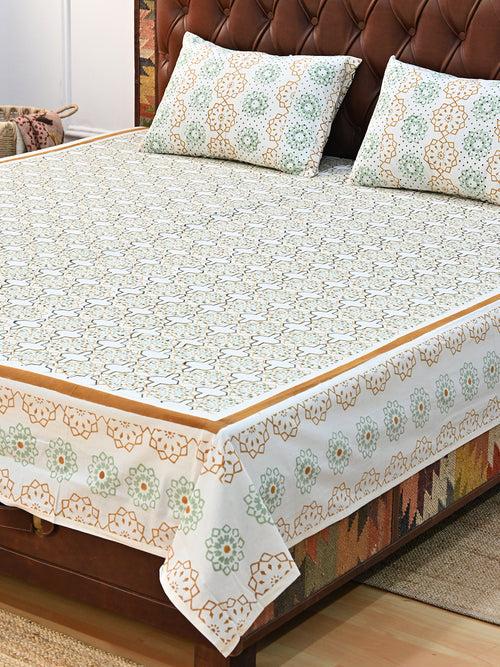 MUGHAL JHAROKHA COTTON BLOCK PRINTED DOUBLE BEDSHEET WITH PILLOW