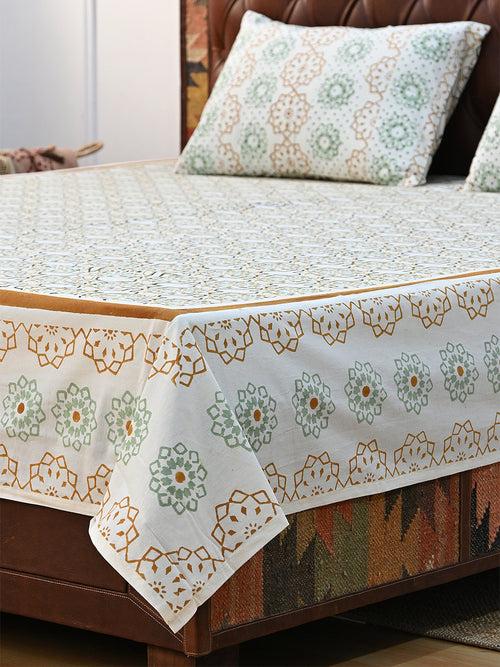 MUGHAL JHAROKHA COTTON BLOCK PRINTED DOUBLE BEDSHEET WITH PILLOW