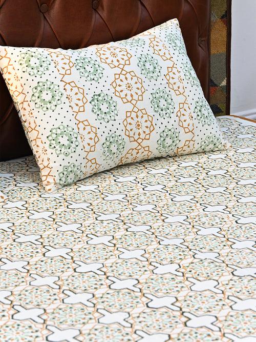 MUGHAL JHAROKHA COTTON BLOCK PRINTED DOUBLE BEDSHEET WITH PILLOW