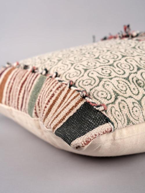 ELEGANCE - BLOCK PRINTED & TUFTED LUMBAR CUSHION COVER