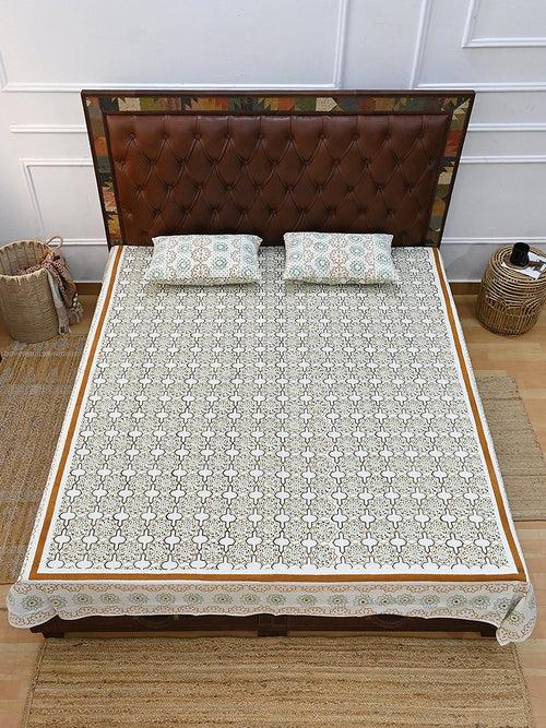 MUGHAL JHAROKHA COTTON BLOCK PRINTED DOUBLE BEDSHEET WITH PILLOW