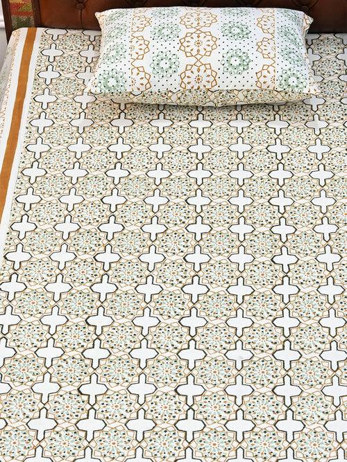 MUGHAL JHAROKHA COTTON BLOCK PRINTED DOUBLE BEDSHEET WITH PILLOW