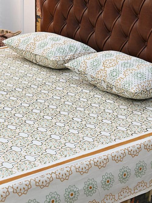 MUGHAL JHAROKHA COTTON BLOCK PRINTED DOUBLE BEDSHEET WITH PILLOW