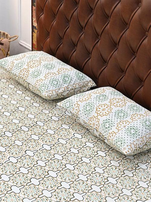 MUGHAL JHAROKHA COTTON BLOCK PRINTED DOUBLE BEDSHEET WITH PILLOW