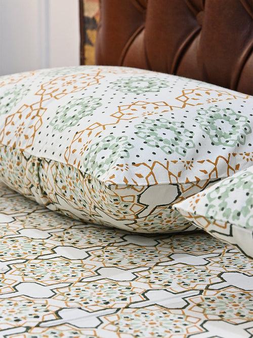 MUGHAL JHAROKHA COTTON BLOCK PRINTED DOUBLE BEDSHEET WITH PILLOW