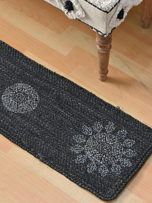 ISAAC - JUTE BRAIDED BLOCK PRINTED FLOOR  RUNNER