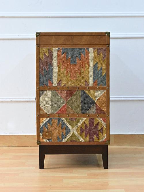 VAULTED DRAWER TRUNK  - KILIM AND LEATHER