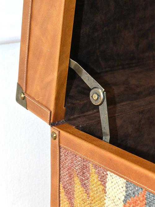 VAULTED DRAWER TRUNK  - KILIM AND LEATHER