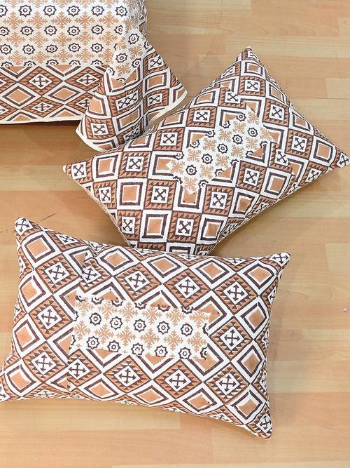 TARA BROWN COTTON PRINTED DOUBLE BEDSHEET WITH PILLOW