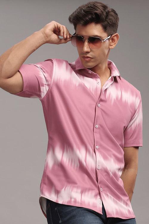 Pink Echo Printed Shirt - Half - Wrinkle Free