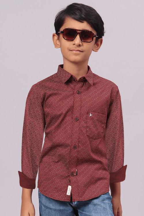 KIDS - Maroon Metal Print-Full-Stain Proof Shirt