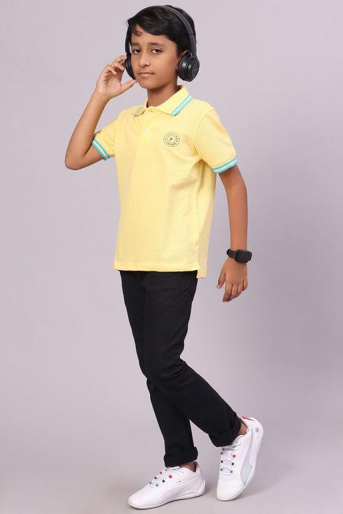 KIDS - Lime Yellow Solid Tshirt - Stain Proof