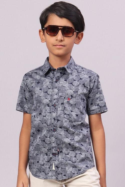 KIDS - Navy Mystic Print-Half-Stain Proof Shirt