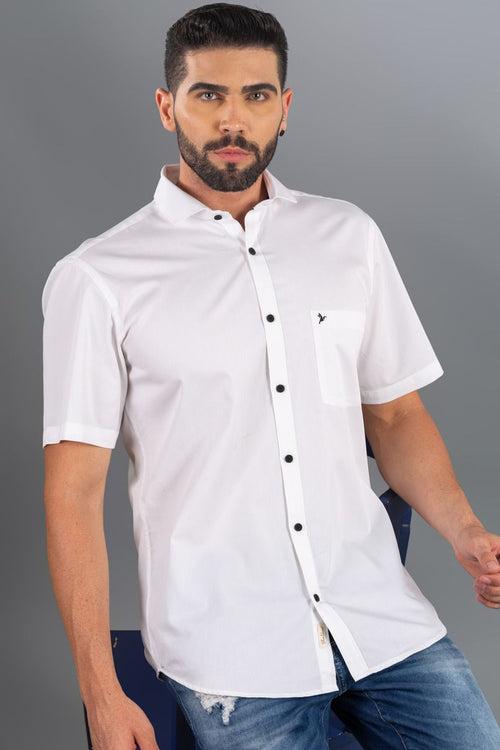 White with Black solid - Half Sleeve - Stain Proof