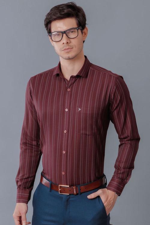 Maroon Multi Line Formal Stripes - Full-Stain Proof