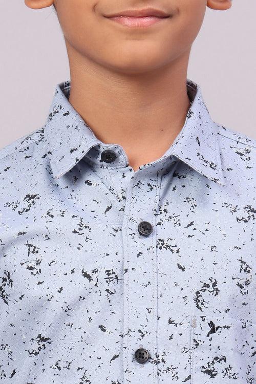 KIDS - Bluish Grey Splash Print-Full-Stain Proof Shirt