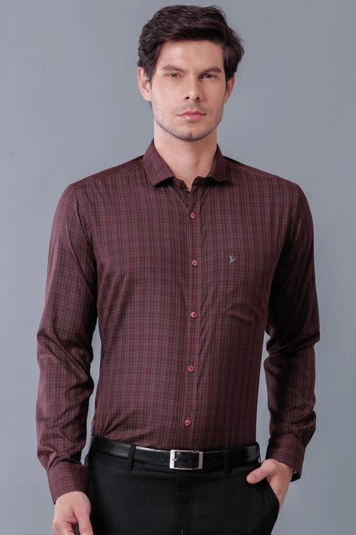 Maroon & Grey Formal Checks - Full-Stain Proof